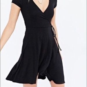 Black Faux Wrap Dress